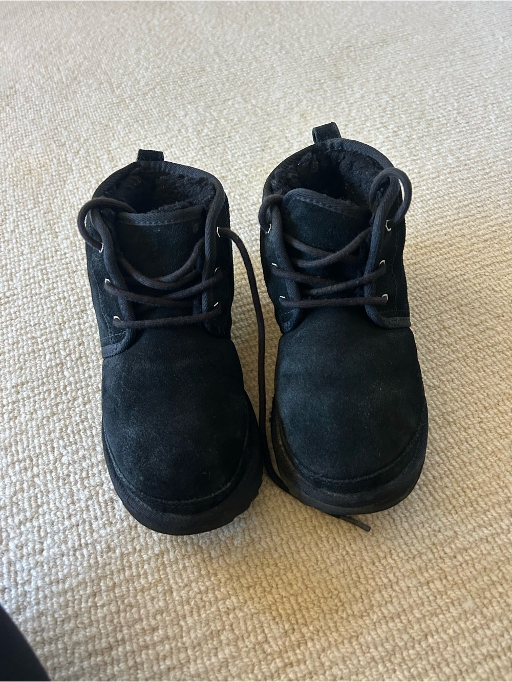 UGG Kids Black Suede Lace-Up Ankle Boots